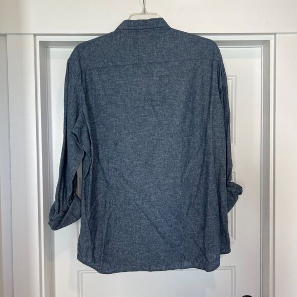 Marc Anthony Chambray Linen Blend Slim-Fit Long Sleeves Button-Down Shirt, XL - Picture 3 of 7
